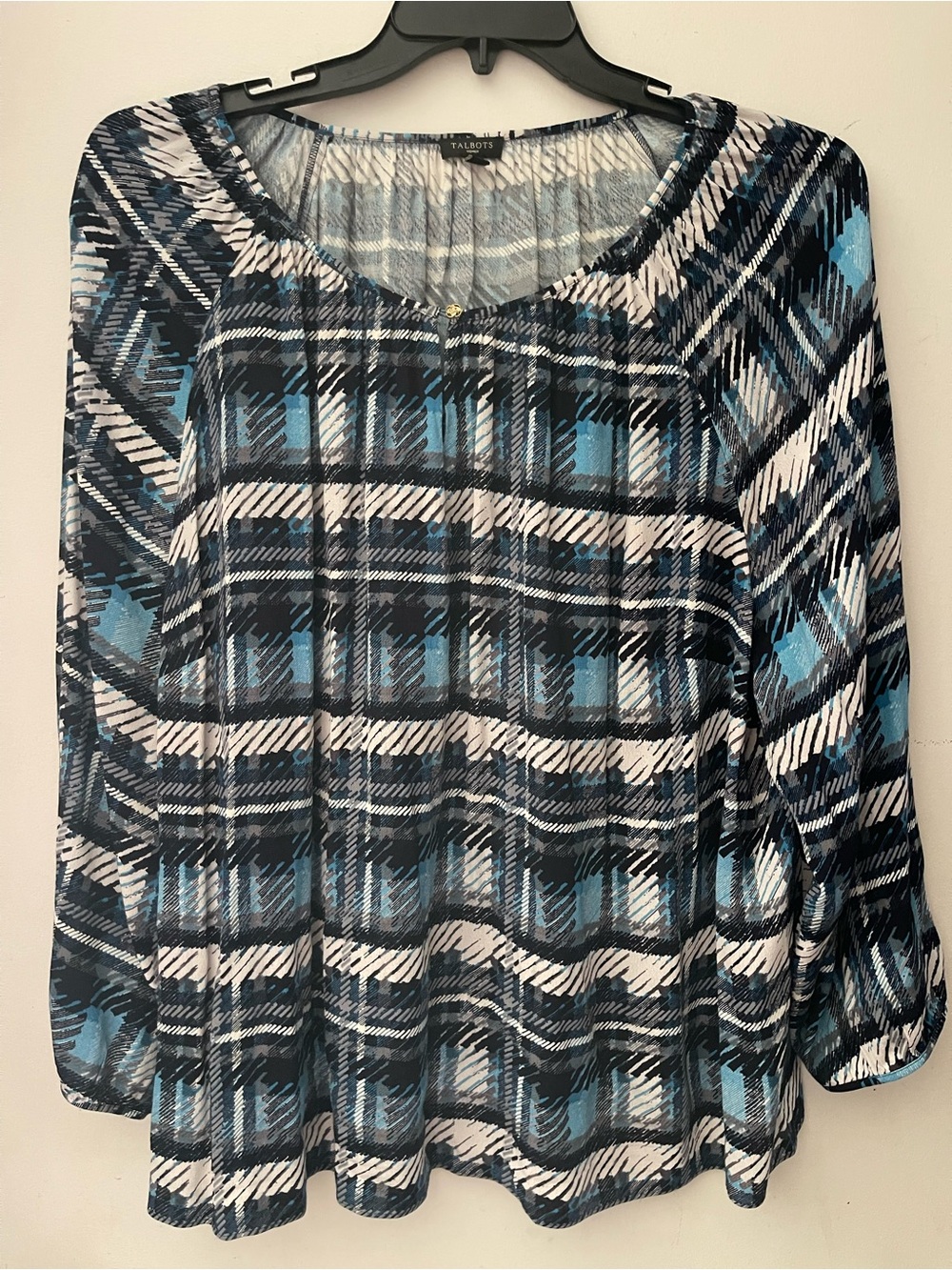 Talbots Blue Plaid Scoop-Neck Women’s Top 3X